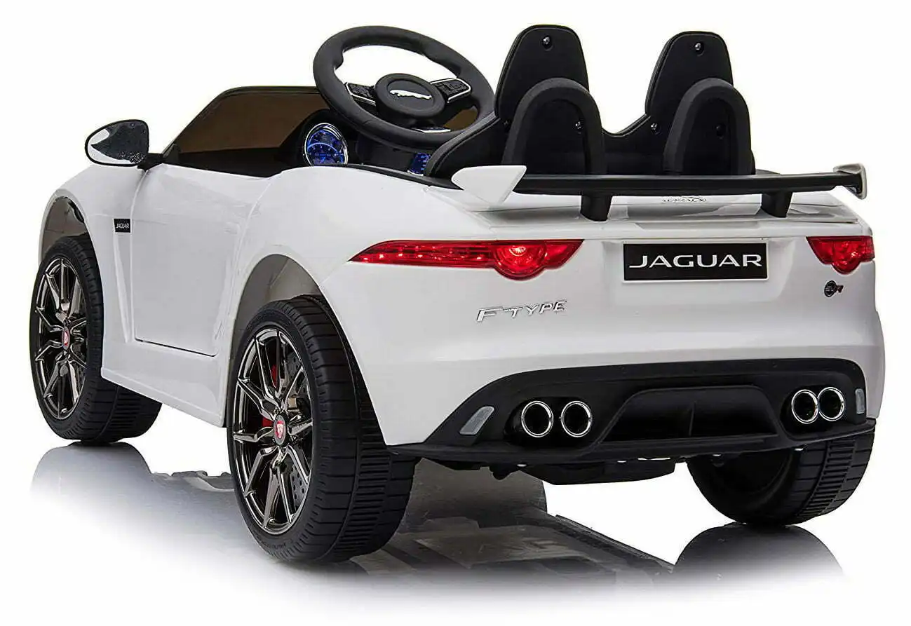 Auto Elettrica Per Bambini Jaguar F-Type 12V Bianco Sedili in Pelle Mp3 Usb