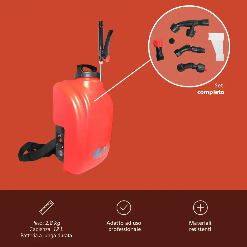 Ausonia Pompa a Spalla Zaino Serbatoio da 12 Litri Batteria a Litio 12V 8Ah