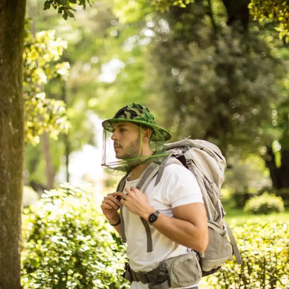 Cappello Regolabile Con Retina per Protezione Anti Insetti Zanzare Api Ape