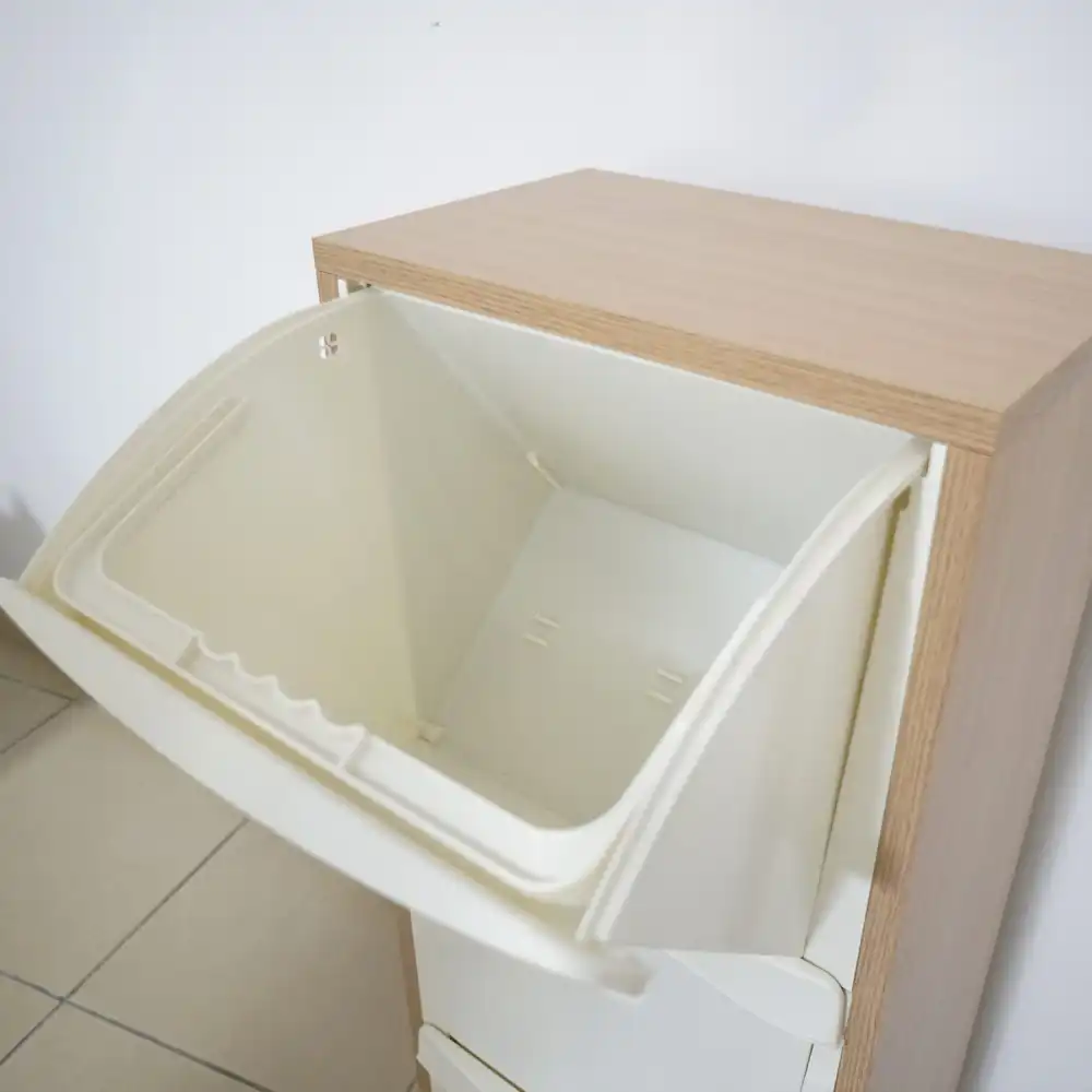 Mobile per Raccolta Differenziata in Legno di Faggio 3 Cassetti 40x25x100 cm