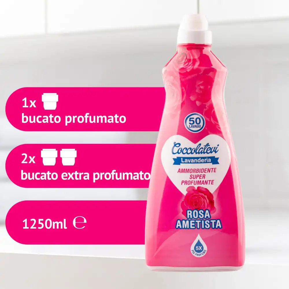 8x Coccolatevi Lavanderia Ammorbidente Super Profumante Rosa Ametista 8x1250ml