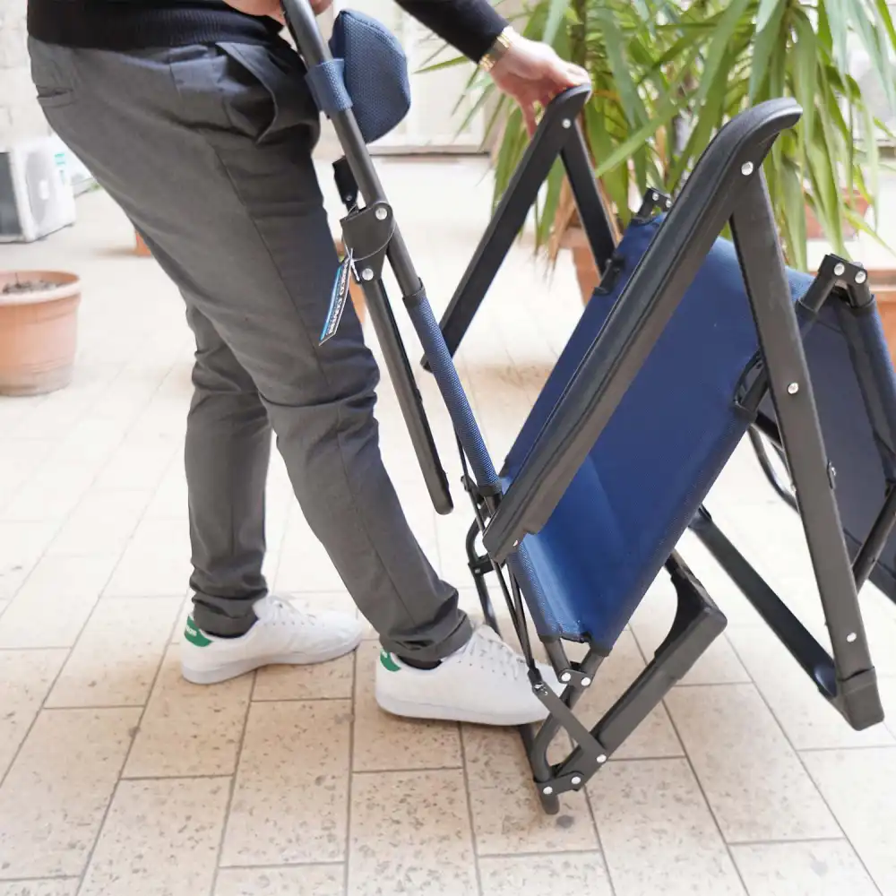 Sedia Pieghevole Gravita' Zero Blu Per Giardino Enrico Coveri Tubolare 20x40MM