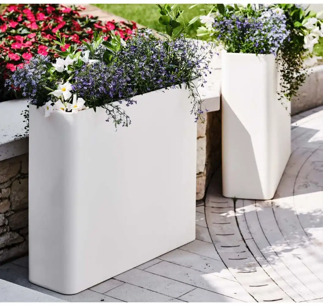 Fioriera Divio Outdoor 80cm in Plastica Riciclabile Bianco 90x27x77h cm 59 Litri