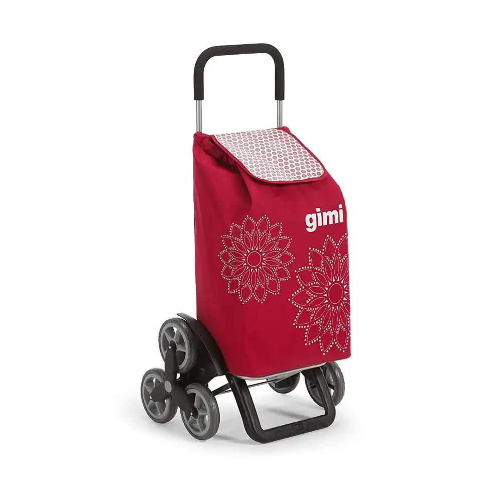 Gimi Tris Floreal Carrello Portaspesa Porta Spesa 3+3 Ruote Trolley Scale Rosso