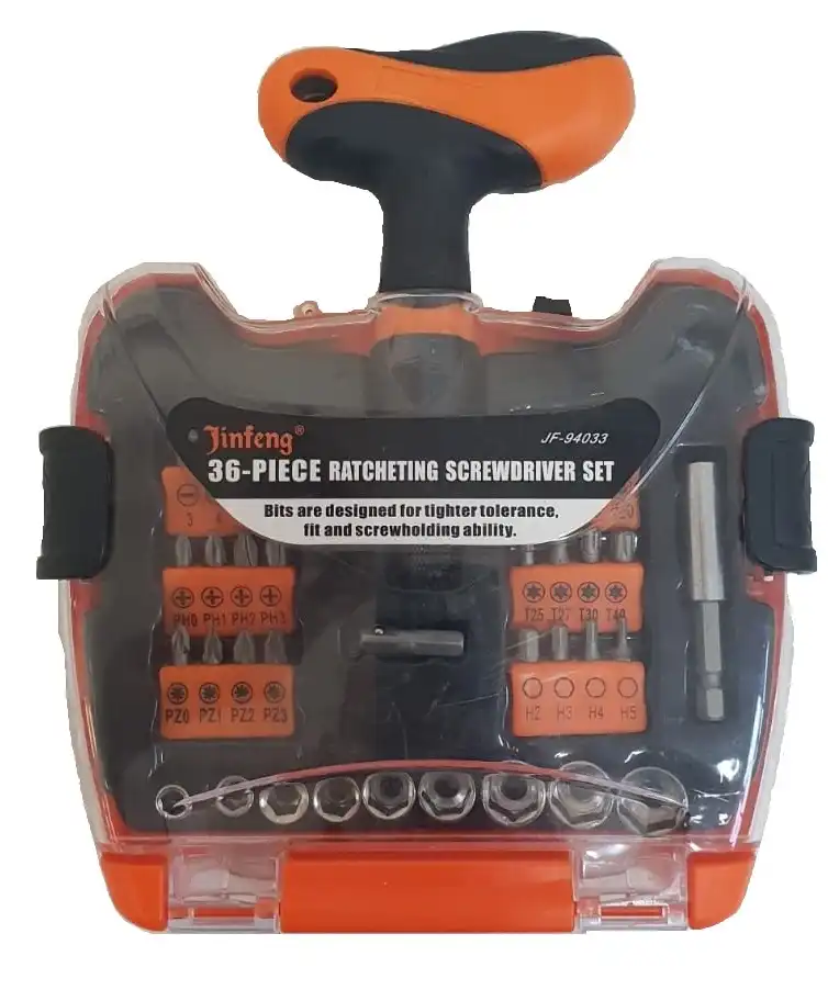 Set 36 Pezzi Cacciaviti a Cricchetto Con Impugnatura Ergonomica a T
