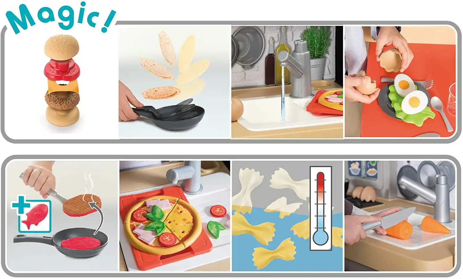 Cucina Chef Corner Restaurant Smoby con 70 Accessori per Bambini 138x44x101cm