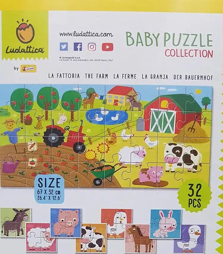 Ludattica Baby Puzzle Collection La Fattoria The Farm 32 PCS 67x32 Cm