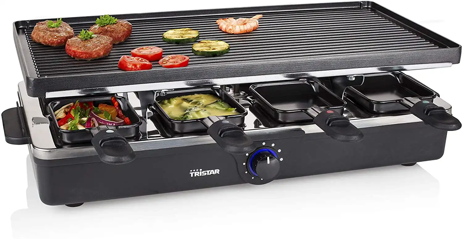 Raclette Piastra Grill Grigliare Cuocere Cucinare per 8 Persone 1400 Watt Nero