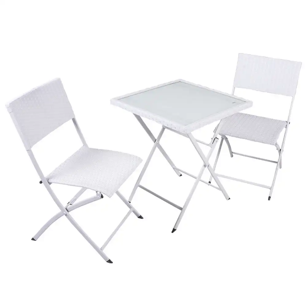 Set da Giardino Coveri Wiker 3pz Set Tavolo 60CM + 2 Sedie Pieghevoli Polyrattan