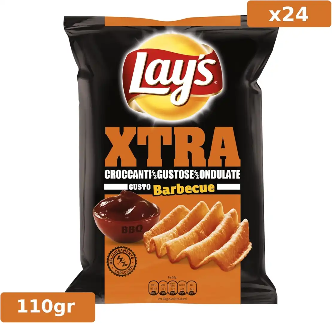 Lay's Xtra Barbecue Patatine Fritte Gusto BBQ Confezione da 24x110g