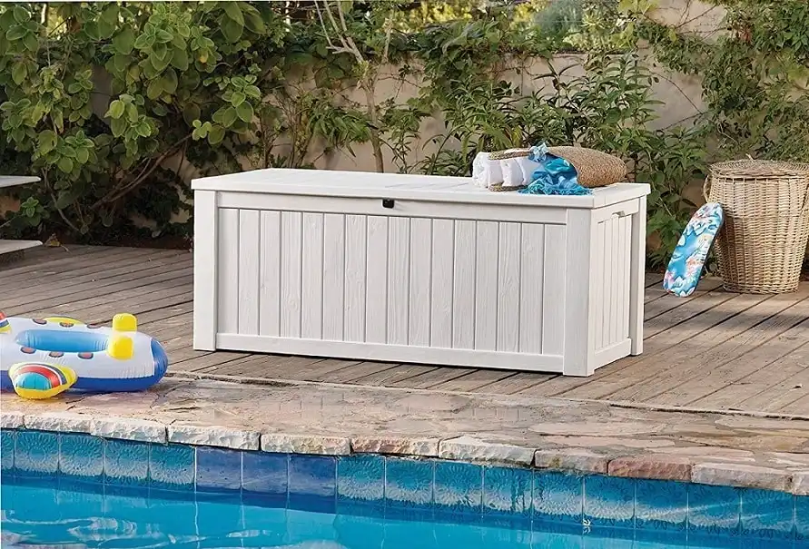 Baule Cassapanca per Esterno Giardino Resina Bianco 570 Lt Seduta per 2 Persone