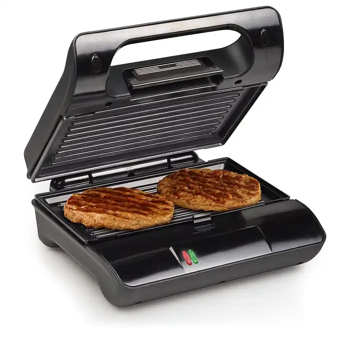 Piastra Bistecchiera Elettrica 700 Watt Piastre Anti Aderenti in Acciaio Nero