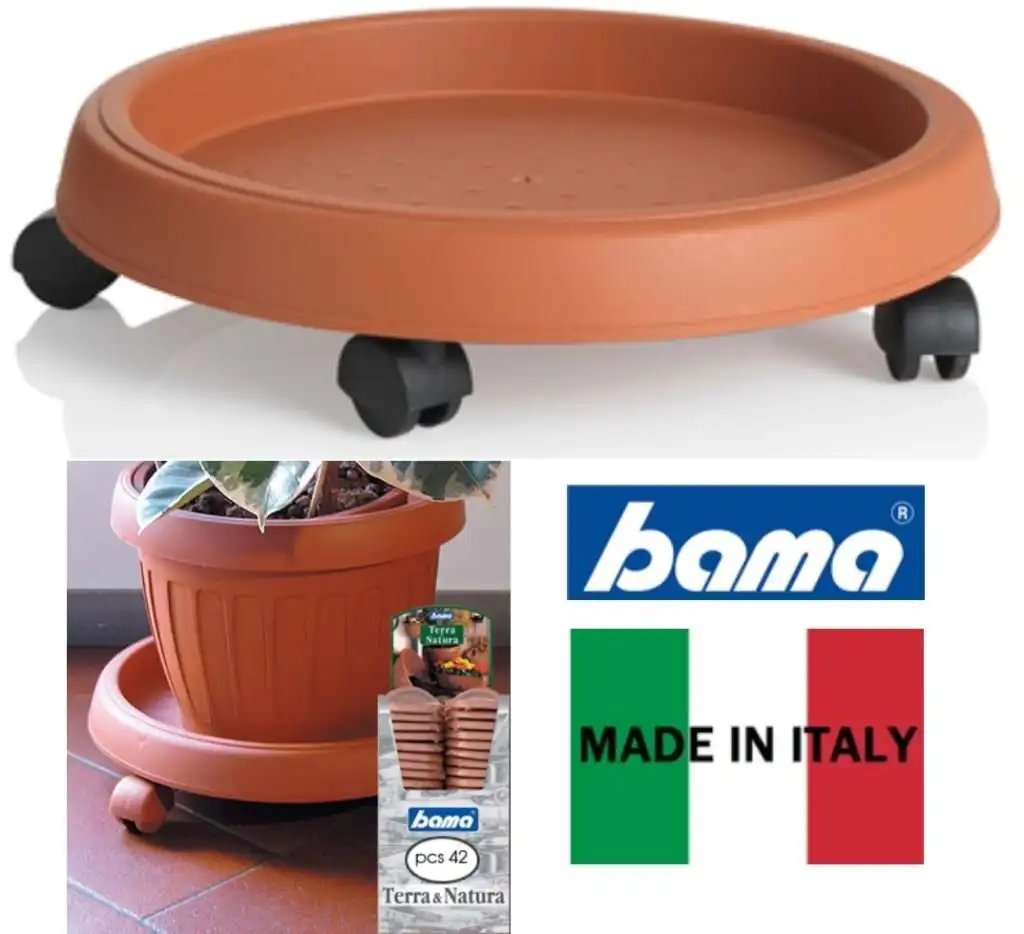 Sottovaso Tondo Rotondo con Ruote per Fioriera Fioriere Arredo Giardino 35cm