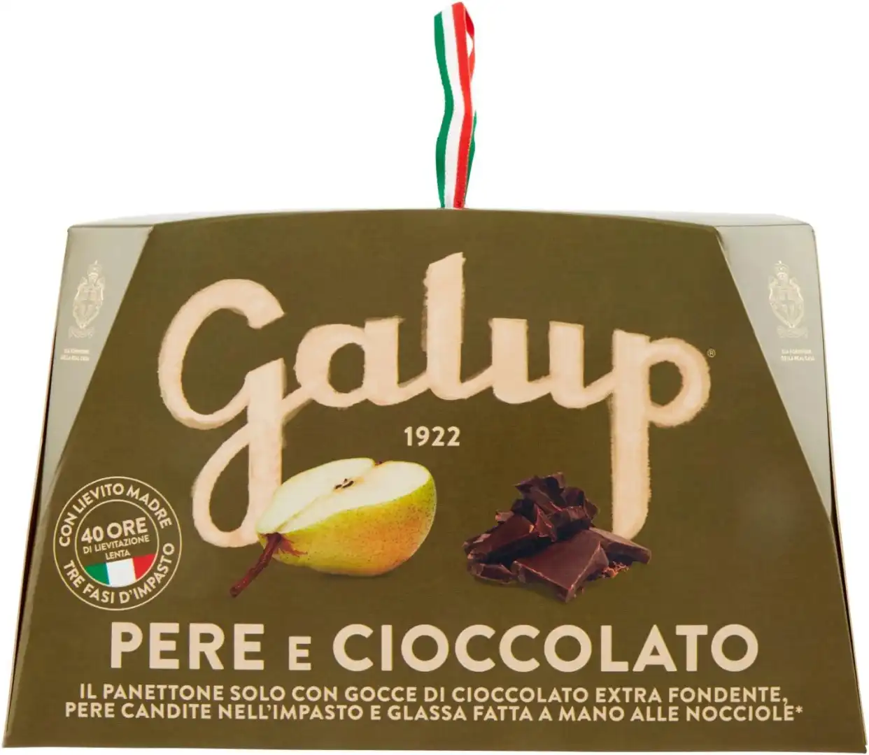 Galup Panettone Pere e Cioccolato 750 Gr Con Glassa Alla Nocciola