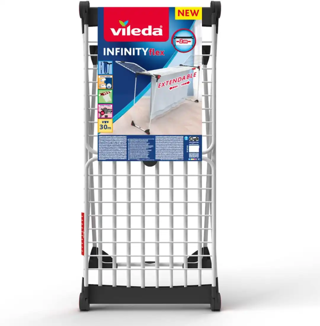 Vileda Infinity Flex XXL Stendibiancheria Aste Telescopiche Estendibili Stendino