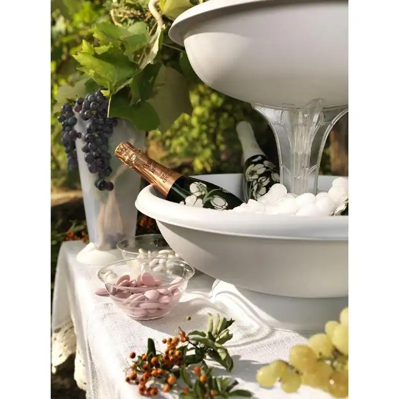 Vasi Fioriera Fontana Kit 3 Ciotole Bianco h64cm per Interno ed Esterno