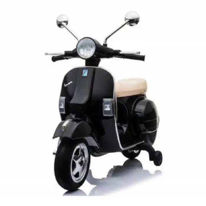 Moto Motorino Per Bambini Vespa Piaggio Px 150 Con Luci e Suoni 12V Nero