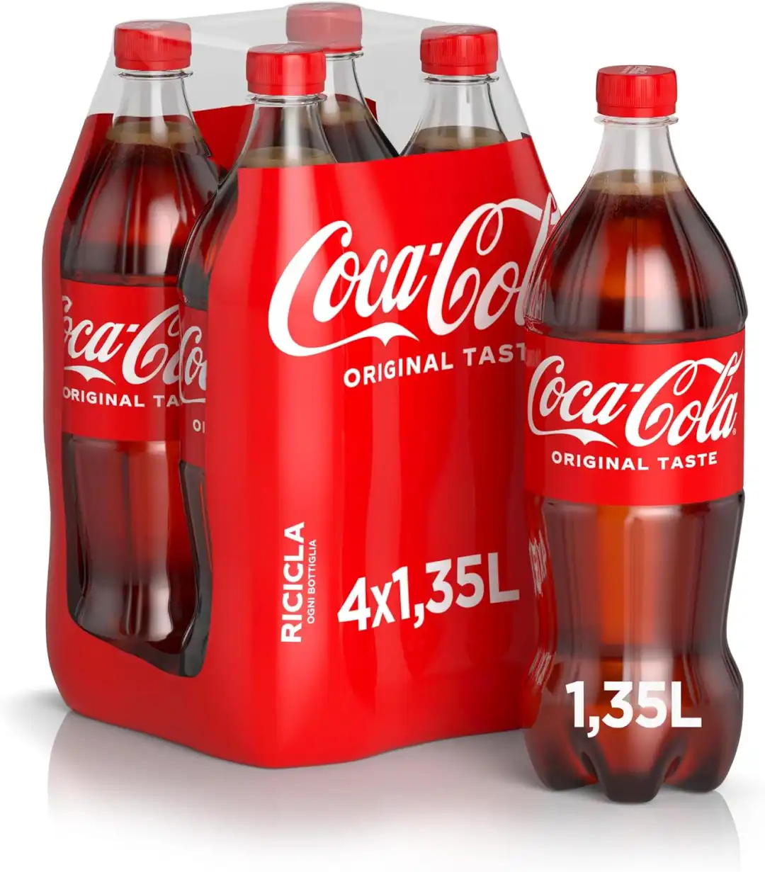 4x Coca Cola Original Taste 4 Bottiglie da 1.35 Litri in Pet 100% Riciclabile