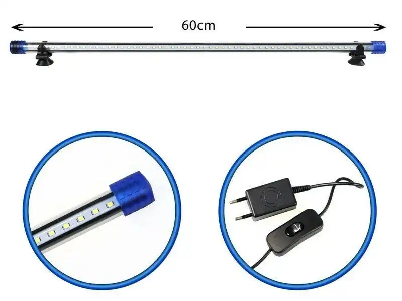 Lampada barra led per acquario impermeabile immersione luce bianca 60 cm 55 led