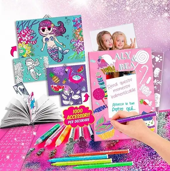 Laboratorio Glitter Mania Pennarelli e 1000 Accessori per Creare Disegni