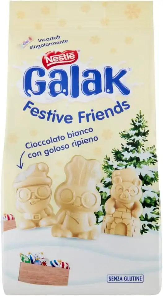 3x Nestlè Galak Cioccolatini Festive Friends Cioccolato Bianco Senza Glutine