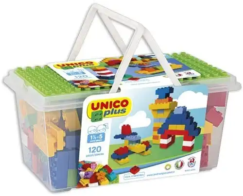 Cesta Cestino Con Costruzioni Mattoncini 120 Pz Gioco Bambini Activity Bimbi