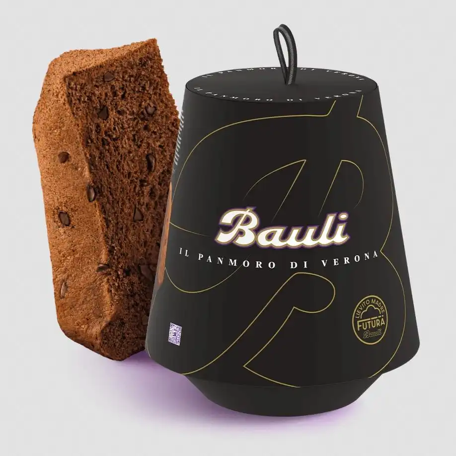 6x Panmoro di Verona di Bauli Panettone con Cacao e Gocce di Cioccolato 6x100g