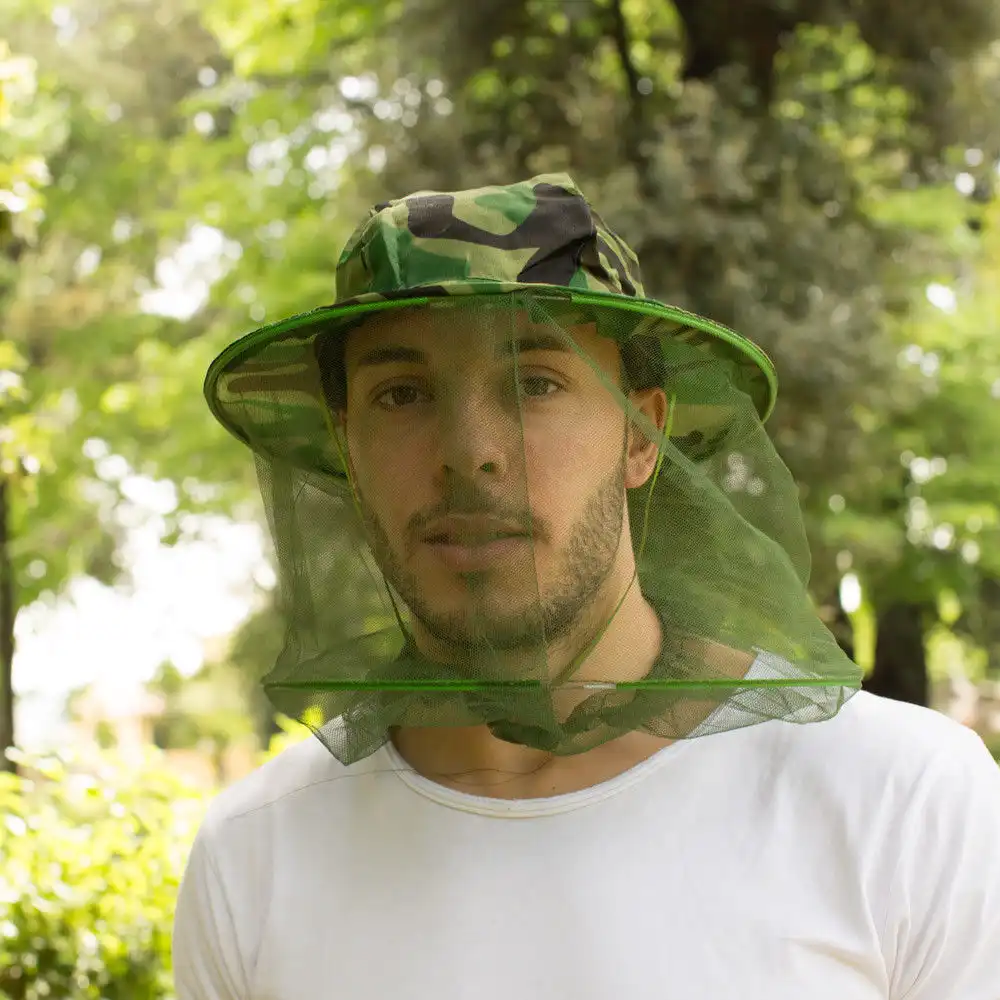 Cappello Regolabile Con Retina per Protezione Anti Insetti Zanzare Api Ape
