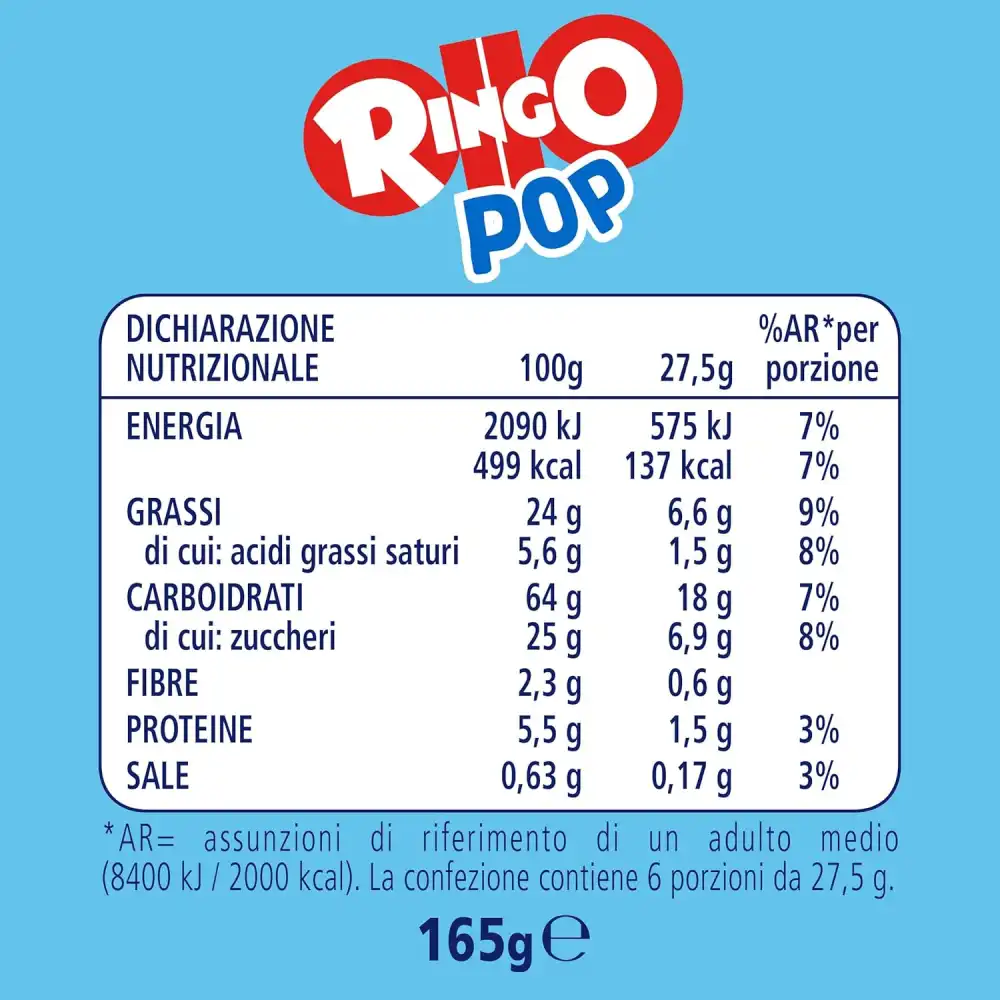 9x Ringo Pop Popcorn Gusto Limited Edition Netflix 9 Confezioni da 165g Snack