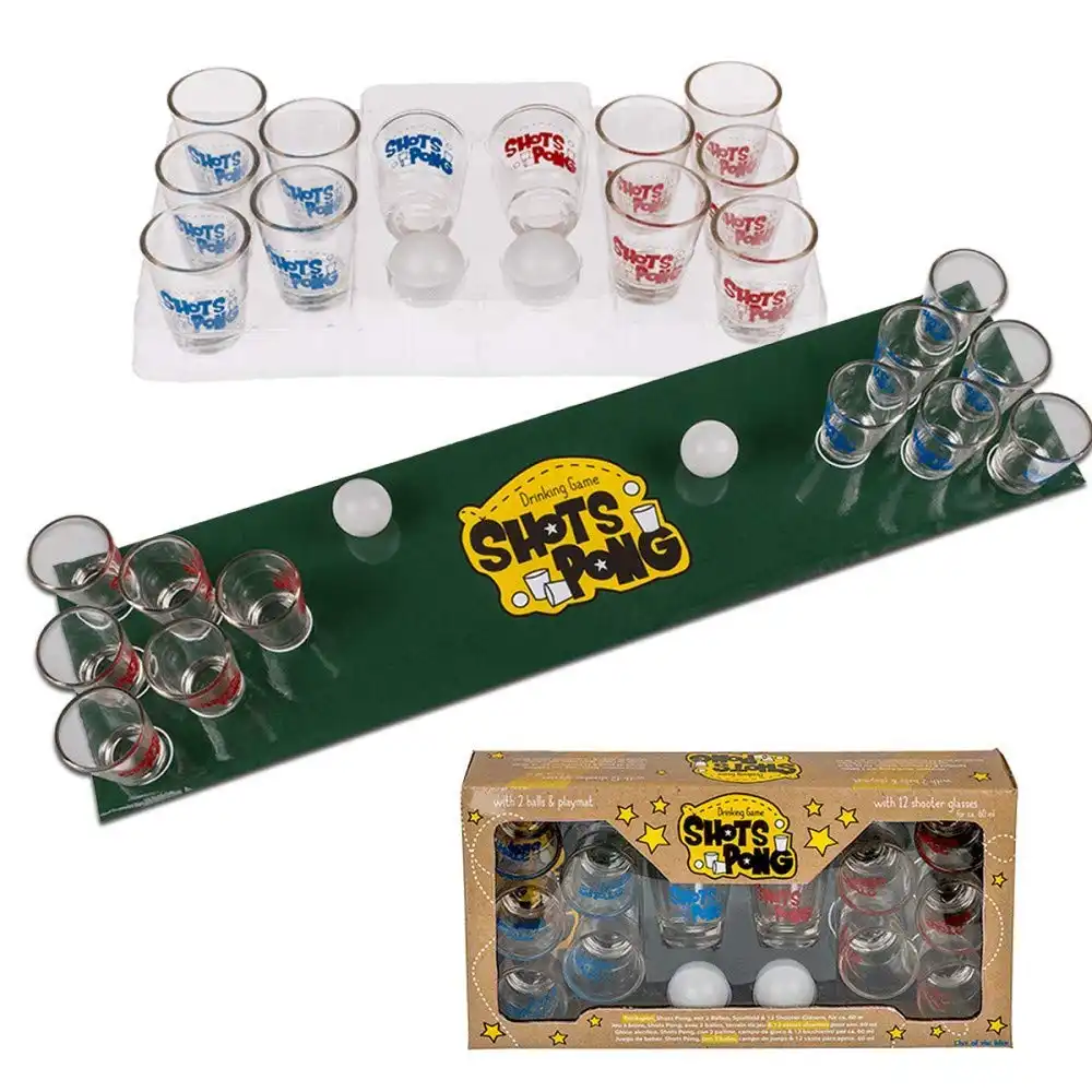 Gioco Alcolico Shots Pong Con Campo Da Calcio 2 Palline 12 Bicchierini Festa