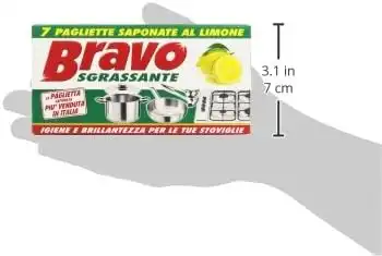 2x Bravo Detergente Sgrassante al Limone Pagliette Saponate 2x7 Totale 14 Pezzi