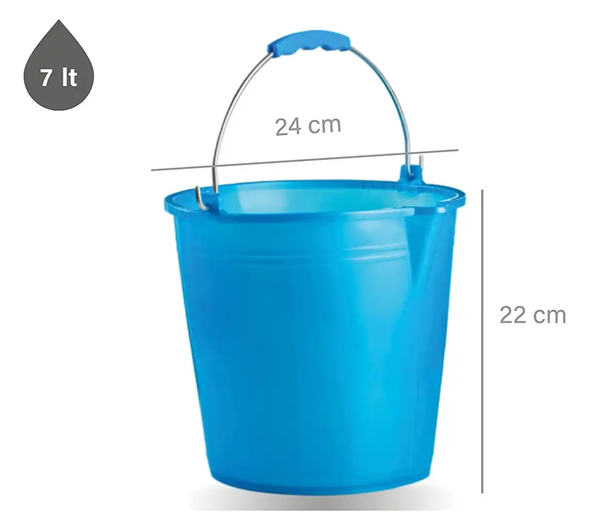 Secchio Lavapavimenti 7lt con Becco Manico Ergonomico Azzurro Made in Italy