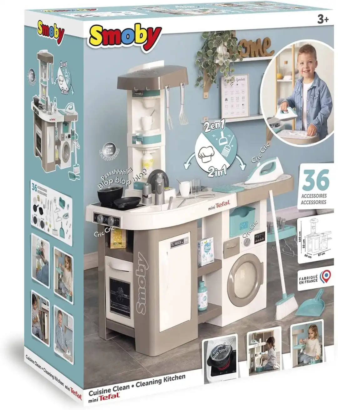 Cucina Giocattolo Smoby Mini Tefal Studio Cleaning Con Lavatrice per Bambini