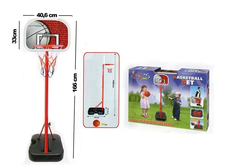 Canestro Basket Con Piantana e Tabellone Richiudibile Salvaspazio Altezza Cm 166