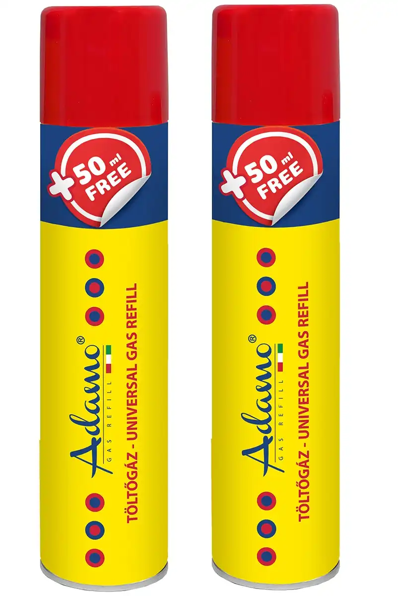 2x Bomboletta 300 ML Gas Ricarica Accendini Butano Con Adattatori