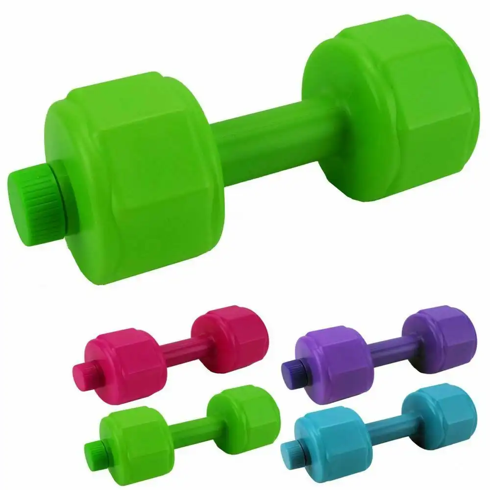 Set 4 Pesi Manubri da 1kg Esercizi Fitness Palestra da Riempire Acqua Sabbia