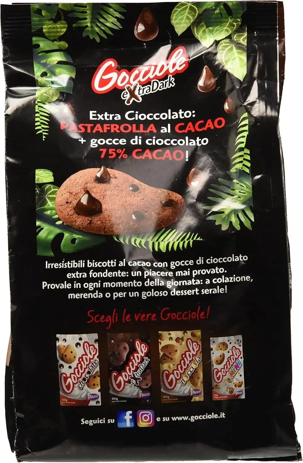 4x Biscotti Pavesi Gocciole con Cioccolato Extra Fondente Extra Dark 4x400g