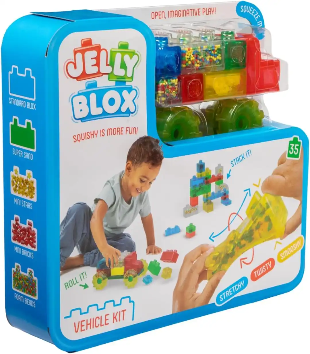 Jelly Blox Kit Veicolo 35 Mattoncini Tattili per Creare un Camion Costruzioni 2+