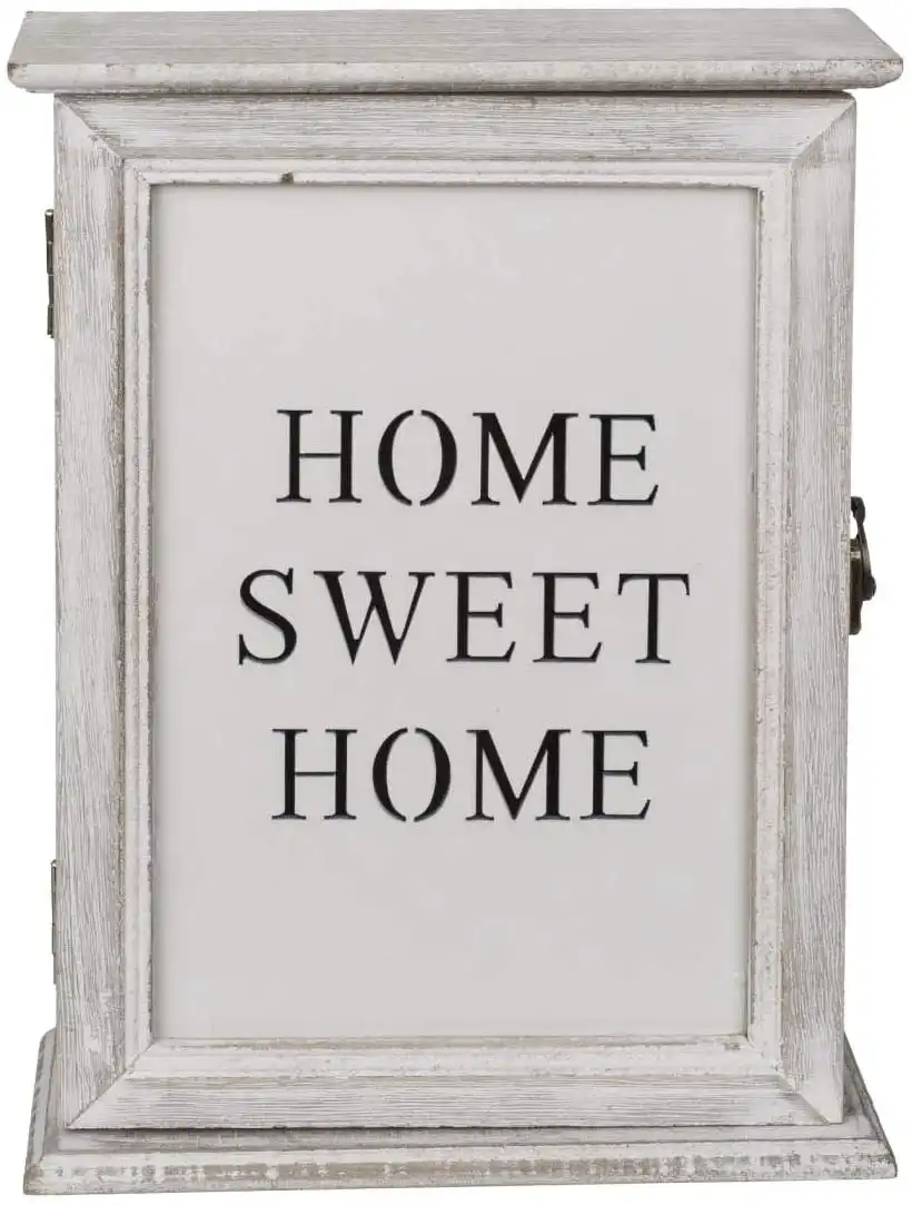 Armadietto Cassetta Portachiavi Home Sweet Home 20x26,5cm con 6 Ganci interni