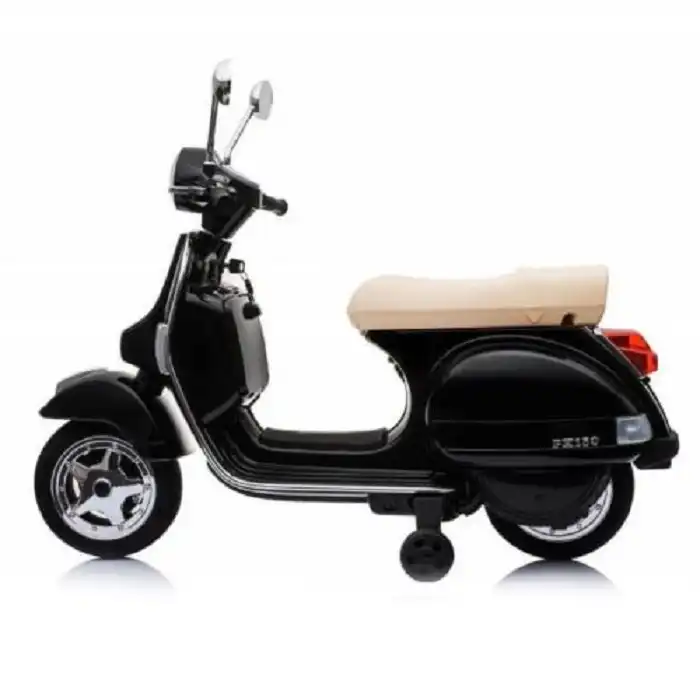 Moto Motorino Per Bambini Vespa Piaggio Px 150 Con Luci e Suoni 12V Nero