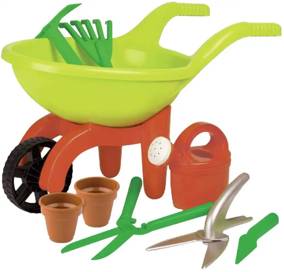 Mini Carriola Bambini da Giardiniere Lunga 49 cm Con Utensili da Giardinaggio
