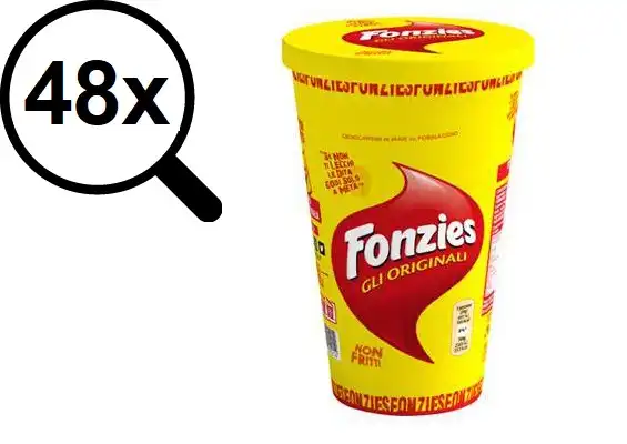 48x Tubo Patatine Fonzies Gli Originali Croccantini di Mais al Formaggio 48x65gr