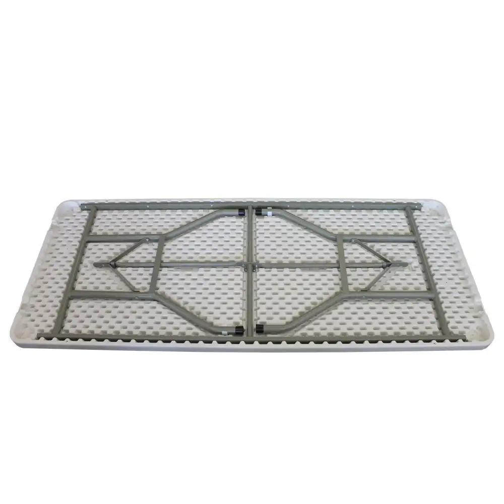 Tavolo Pieghevole da Giardino in Resina e Metallo Colore Bianco 183X76X74 cm
