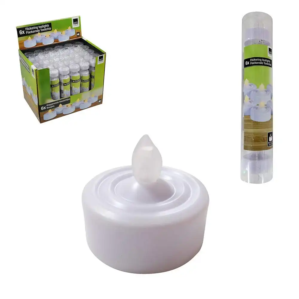 Candele Lumini Luce Tealight Tremolante 6 Pezzi Led Effetto Fiamma Luce Bianco