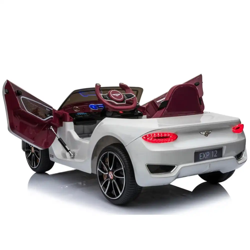 Macchina Elettrica Per Bambini Bentley 6V EXP 12 Bianca Luci Suoni Fari Led MP3