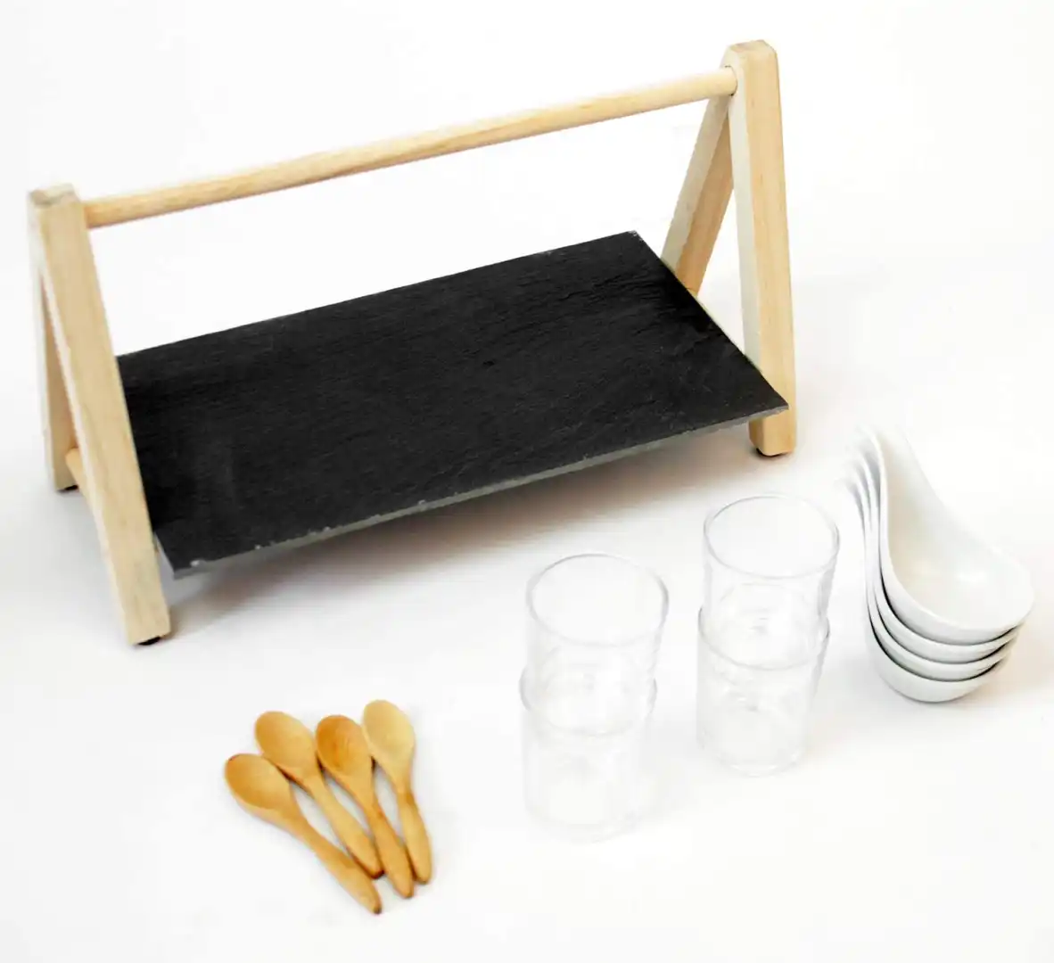 Set 13pz Aperitivo Alpina Vassoio Per Antipasti con Tazzine Ciotole e Cucchiaini