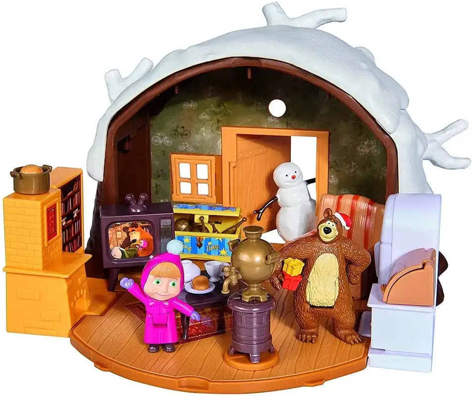 Masha Playset la Grande Casa Inverno Inclusi Masha e Orso ed Accessori 3 Anni+