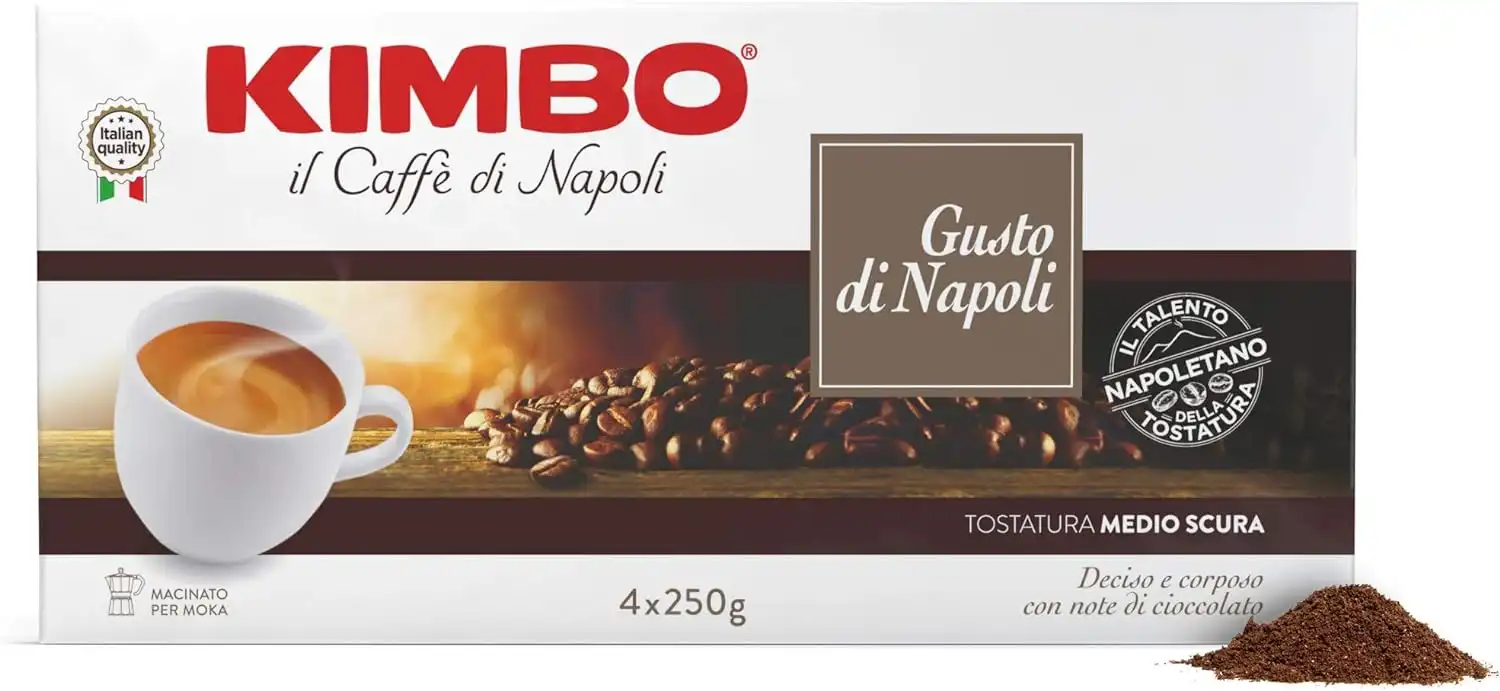 Kimbo Caffè Macinato 1 Kg Gusto di Napoli 4 Confezioni da 250gr