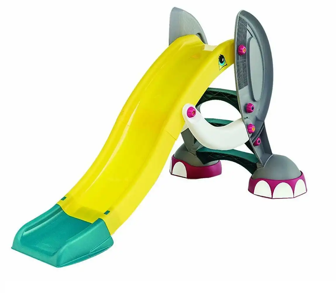Scivolo Elefante in Plastica 204x112x123 Cm Con Occhi Zampe e Proboscide Lunga