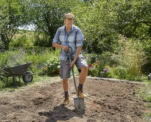 Gardena ErgoLine Vanga telescopica da Giardino in Acciaio con Poggiapiedi